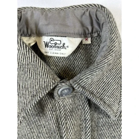 Vtg Woolrich Gray Shacket Mens Medium Herringbone Shirt‎ Wool Jacket Button Up - Picture 4 of 9